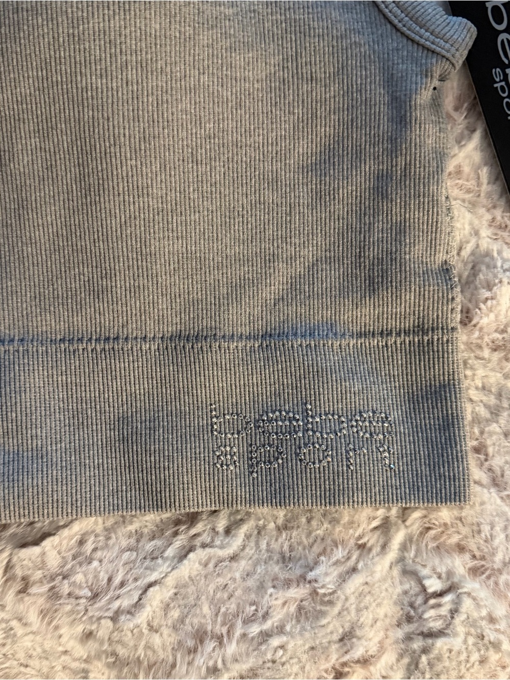 bebe Gray Ribbed Cropped Tank Top - Picture 4 of 5
